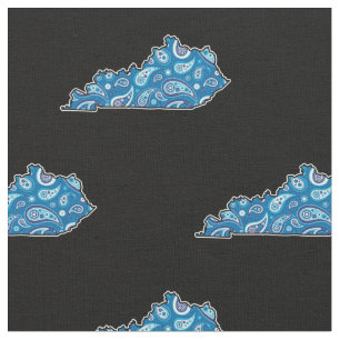Tecido Azul Paisley da silhueta do estado de Kentucky