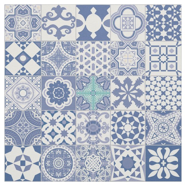 Tecido Azul pastel azulejo marroquino (Modelo)