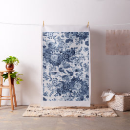 Tecido Azul-Posse Azul De Azul-Indigo, Banho-Floral Vinta