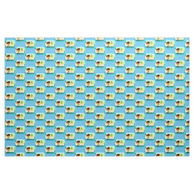 Tecido Azul retro personalizado do teste padrão do (Jarda)