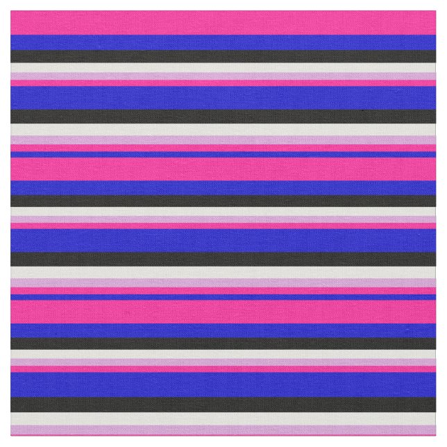 Tecido Azul, rosa profundo, ameixa, ciano claro e preto (Detalhe)