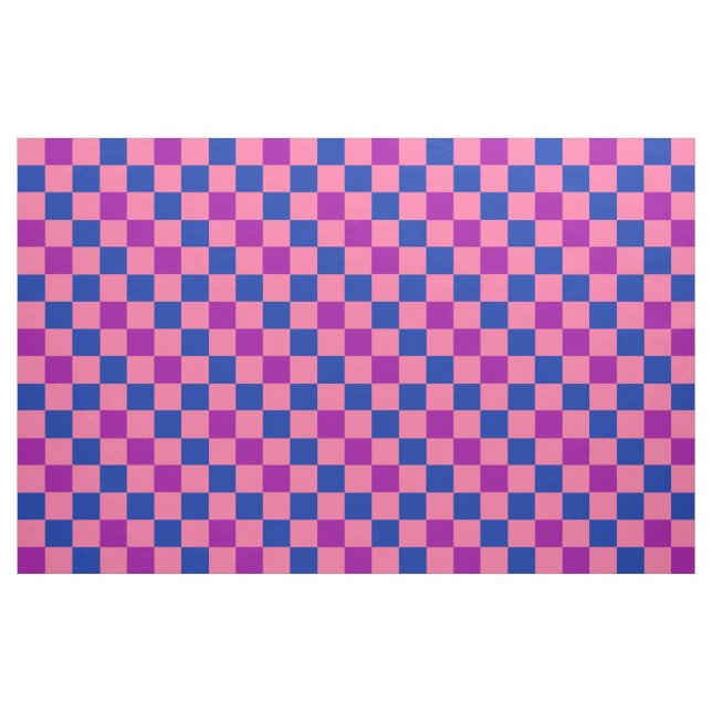 Tecido Azul Rosa Roxo Xadrez Padrão Design  (Fat Quarter)