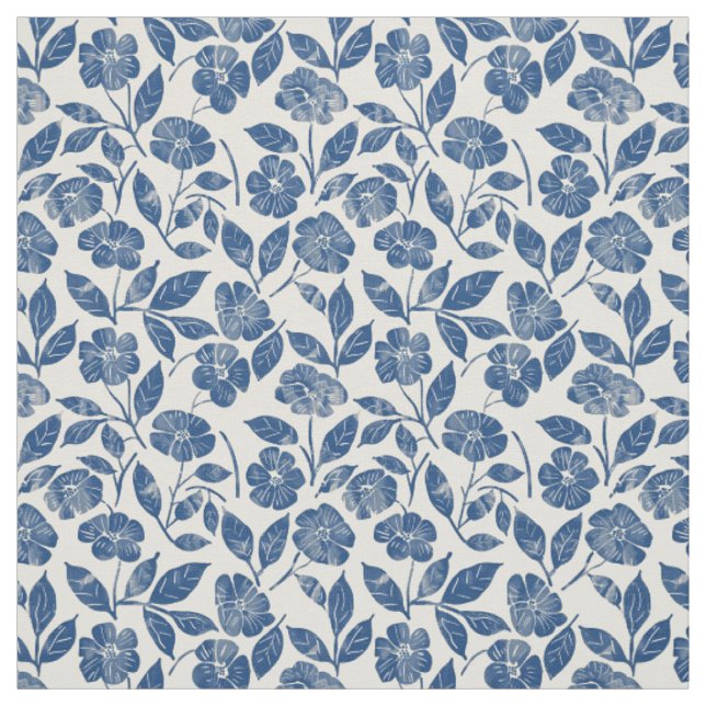 Tecido Azul Rústico Botânico Floral Ousado Vintage (Modelo)