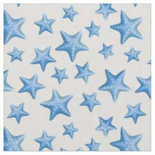 Tecido Azul Starfish Summer Beach Náutica Costeira