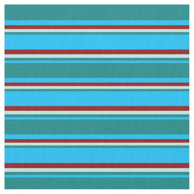Tecido Azul, Teal, Turquesa e Vermelho Escuro (Detalhe)