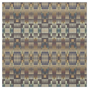 Tecido Azul Turquesa Bege Marrom Arte Mosaico Tribal Nati