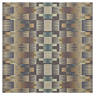 Tecido Azul Turquesa Bege Marrom Taupe Arte Mosaico Triba