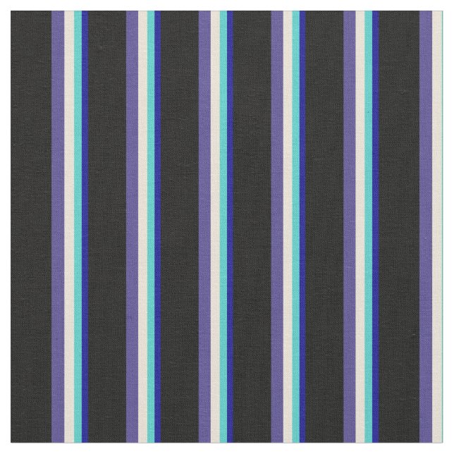 Tecido Azul, Turquesa, Bisque, Azul Escuro e Preto (Detalhe)