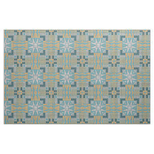 Tecido Azul Turquesa Verde Bege Marrom Look Étnico
