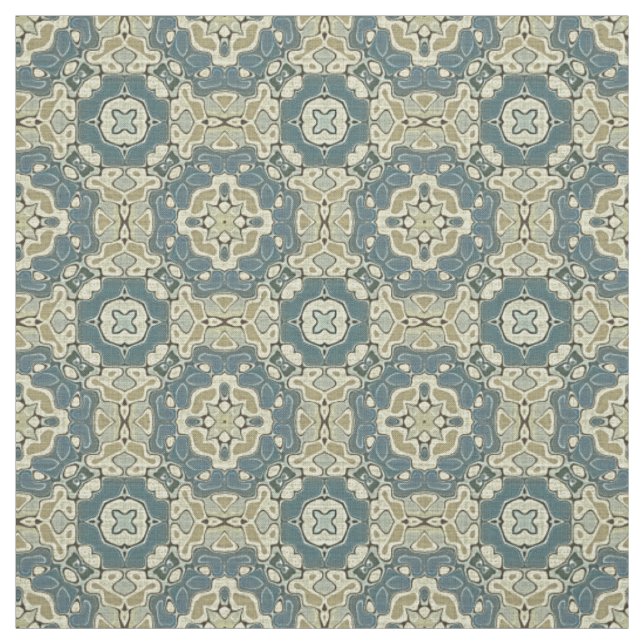 Tecido Azul Turquesa Verde Cinza Ocre Hip Oriente Bali Ar (Modelo)