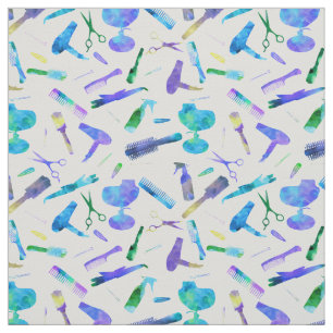 Tecido Azul, Verde, Cabelo Estilista Salão Branco