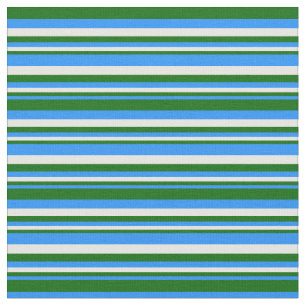 Tecido Azul, Verde Escuro e Listras Brancas