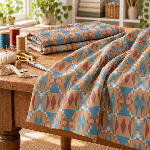 Tecido Azul-verde Vermelho Escuro Bege Marrom Mosaico Pad