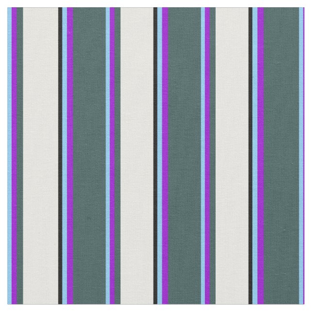 Tecido Azul, Violeta, Cinza, Creme de Casa e Preto (Detalhe)