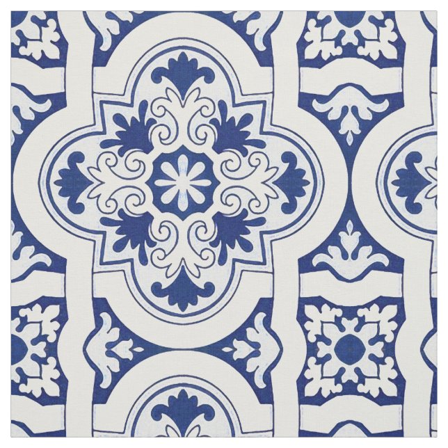 Tecido Azulejo azul português (Modelo)