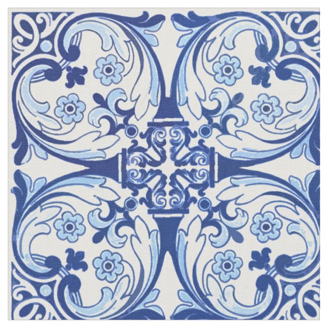 Tecido Azulejo azul português (Detalhe)