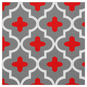 Tecido Azulejo, cinzas/cinza e vermelho marroquinos