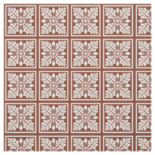 Tecido Azulejo de Cobre Vermelho Acorn e Folha
