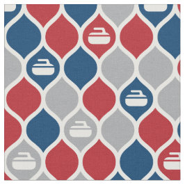 Tecido Azulejo de curva - Vermelho/Azul/Cinza