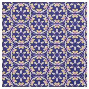 Tecido Azulejo do índigo azul-espanhol no Mediterrâneo
