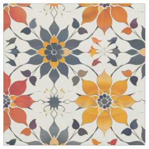 Tecido Azulejo Floral de outono