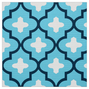 Tecido Azulejo, índigo e azul-céu marroquinos clássico