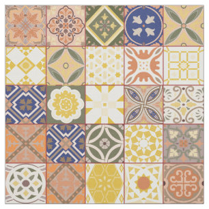 Tecido azulejo marroquino-amarelo e azul