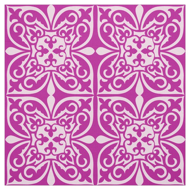 Tecido Azulejo marroquino - ameixa roxa e cor-de-rosa (Modelo)
