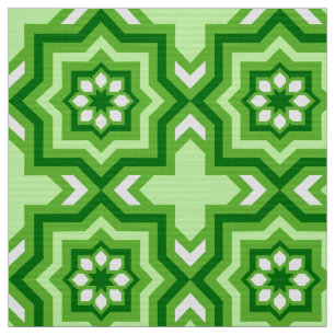 Tecido Azulejo marroquino, Esmerald, Verde limão e Branc