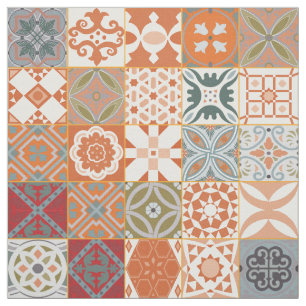 Tecido Azulejo marroquino laranja