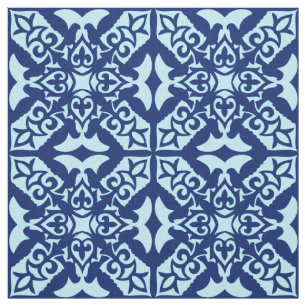 Tecido Azulejo marroquino - marinho e luz - azul
