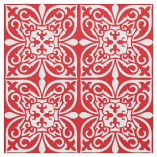Tecido Azulejo marroquino - obscuridade - vermelho e