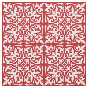 Tecido Azulejo marroquino - obscuridade - vermelho e