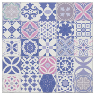 Tecido Azulejo marroquino - roxo e rosa