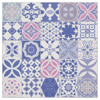 Tecido Azulejo marroquino - roxo e rosa