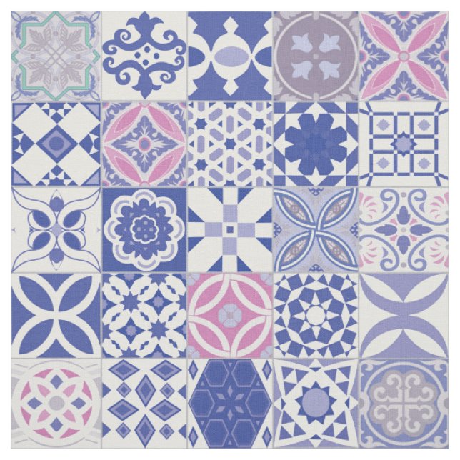 Tecido Azulejo marroquino - roxo e rosa (Modelo)