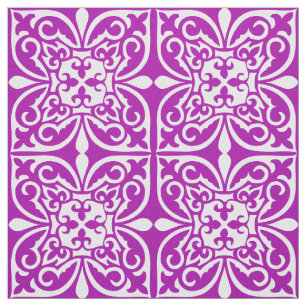 Tecido azulejo marroquino - roxo violeta e branco