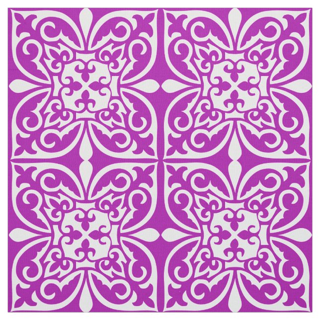 Tecido azulejo marroquino - roxo violeta e branco (Modelo)