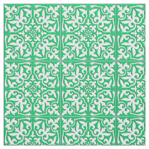 Tecido Azulejo marroquino - verde e branco de jade
