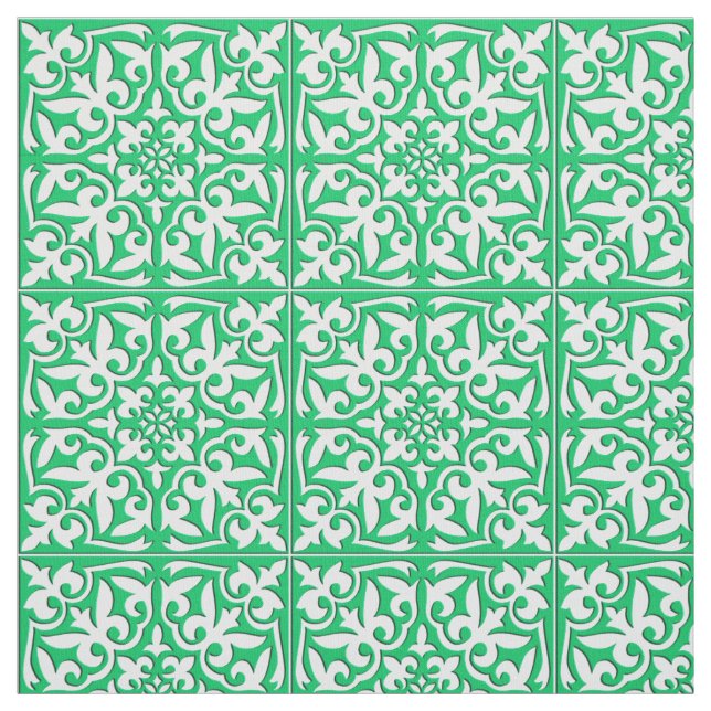 Tecido Azulejo marroquino - verde e branco de jade (Modelo)