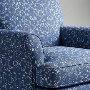 Tecido Azulejo ornamentado Clássico Azul e Branco Mediter