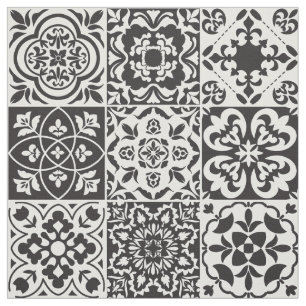 Tecido Azulejo Preto e Branco da Farmhouse