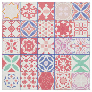 Tecido Azulejo vermelho marroquino
