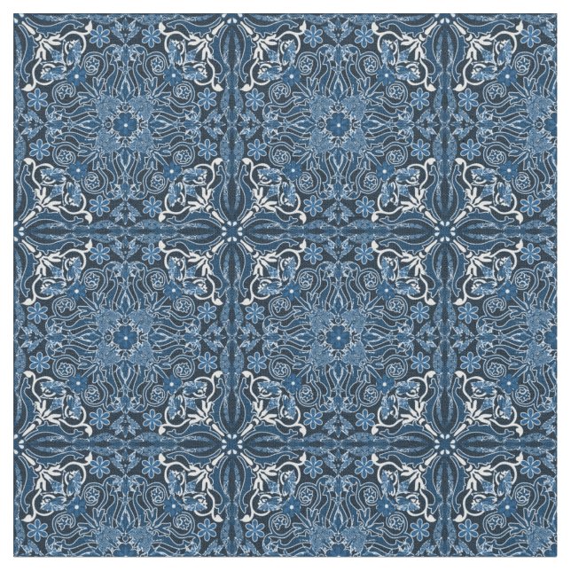 Tecido Azulejos Classic Blue Boho (Detalhe)
