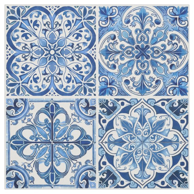 Tecido Azulejos do Mediterrâneo, Portugal, Azulejo, Majol (Modelo)
