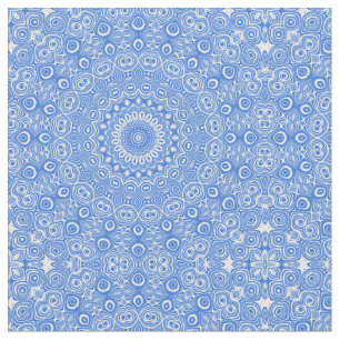 Tecido Azure Mandala Blue Kaleidoscope Design
