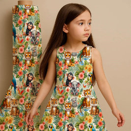 Tecido Baby Jungle Animals Tropical Nursery Fabric Print