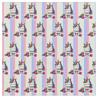 Tecido Baby Unicorn com fundo arco-íris