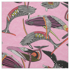 Tecido baleias jubarte magenta pastel