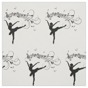 Tecido Ballerina Dancing with Music Notes